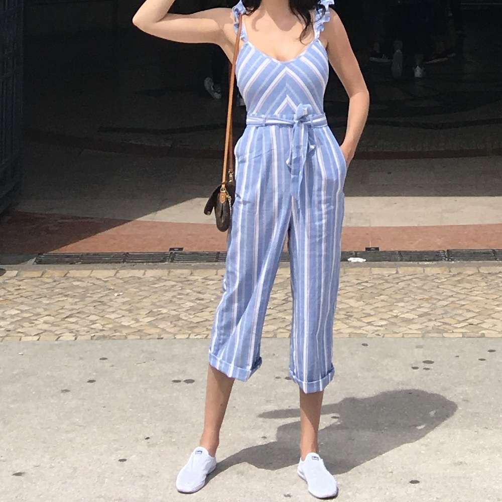 Striped Blue and White Jumpsuit